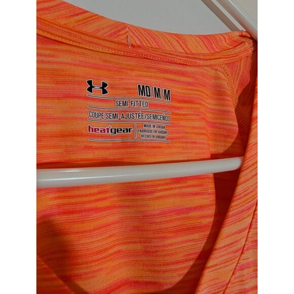 Under Armour Orange HeatGear V-Neck Athletic Tee Women’s M Gymcore - Picture 3 of 6